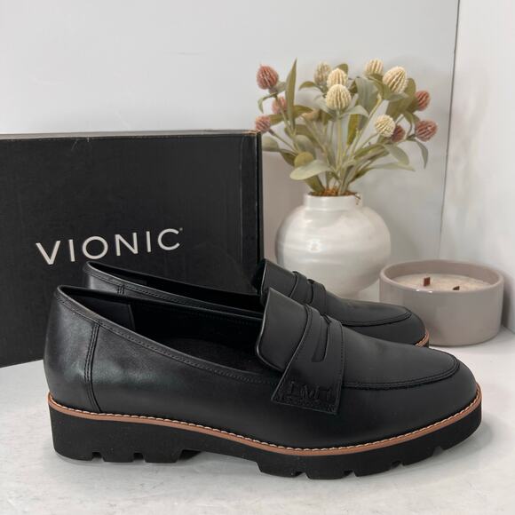 Vionic Cheryl II Slip-on Leather Loafer Black Women 11 Wide NWB - Picture 3 of 11